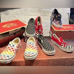 Vans custom Slip-On Checkerboard Flame Red & White Shoes
